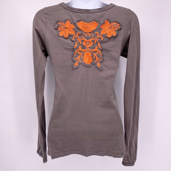 Light Brown Embroidered Long Sleeve Shirt Size Medium - Picture 6 of 8